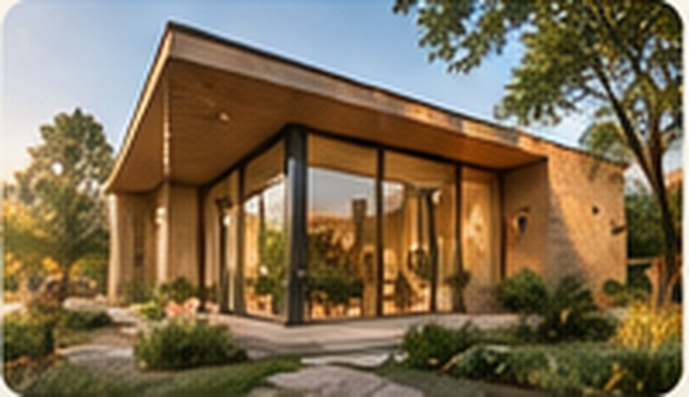 Completed contemporary rammed earth home